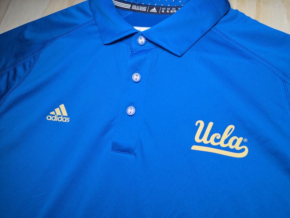 Adidas Men's XL UCLA Bruins NCAA Shirt Polo Blue Gold Wicking ClimaCool